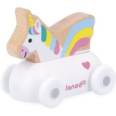 Véhicule roulant licorne blanche Cross Roads - Voiture en bois - Janod 2