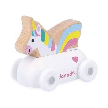 Véhicule roulant licorne blanche Cross Roads - Voiture en bois - Janod
