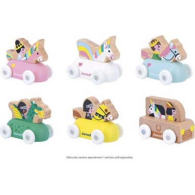 Véhicule roulant licorne blanche Cross Roads - Voiture en bois - Janod