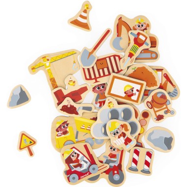 Magnets Engins de Chantier 24 pièces : Tableaux, ardoises & magnets - Janod