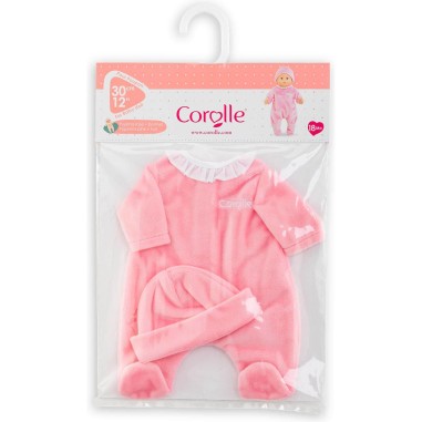 Vêtements pour petit poupon 30 cm : pyjama rose et bonnet - Corolle