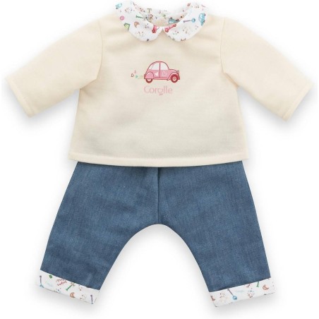 Vêtement pour poupon 30 cm : t-shirt et jean- week-end à paris - Corolle