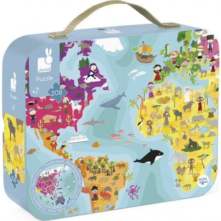 Puzzle Valise Carte du Monde - Double Face - Janod