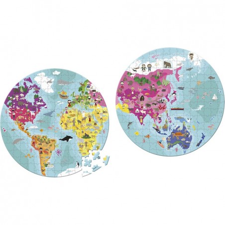 Puzzle Valise Carte du Monde - Double Face - Janod