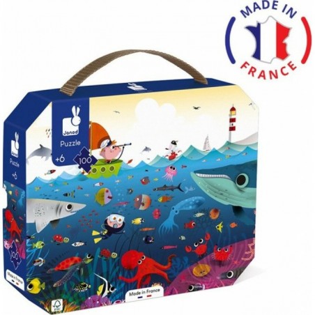Puzzle Valisette Le Monde Sous Marin - 100 pieces - Janod