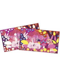 Kit Créatif - Stickers Mousse Sables Fluo Amis de la Forêt : Sable, Paillettes, Dorure & Strass - Janod 2
