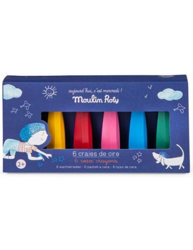 6 craies de cire Aujourd'hui c'est mercredi - Moulin Roty