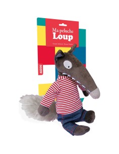 Peluche Loup habillée - Marinière et jean - Auzou