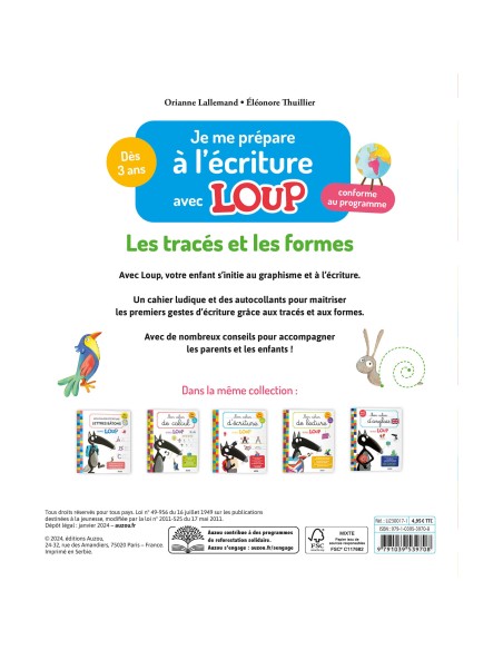 Je me prépare à l'écriture avec loup - Les tracés et les formes - Auzou