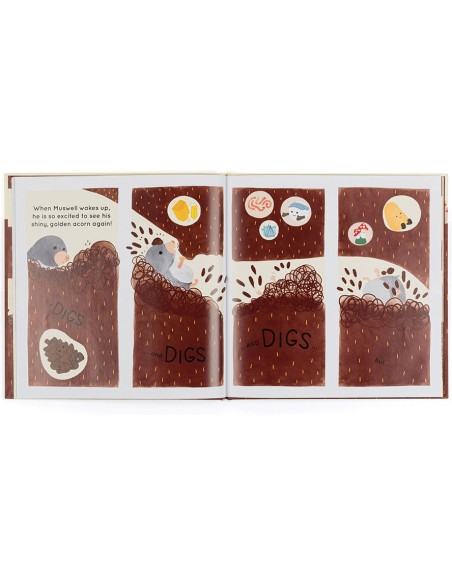 Jellycat Peluche Muswell Mole and the Buried Treasure Book