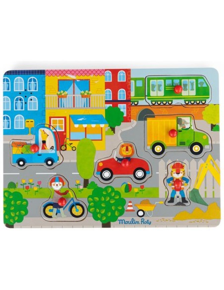 Puzzle sonore en bois la ville Les Popipop - Moulin Roty
