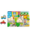 Puzzle sonore en bois la ville Les Popipop - Moulin Roty
