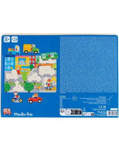 Puzzle sonore en bois la ville Les Popipop - Moulin Roty