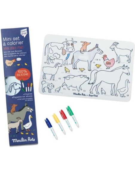 Mini set à colorier et 4 feutres Aujourd'hui c'est Mercredi - Moulin Roty