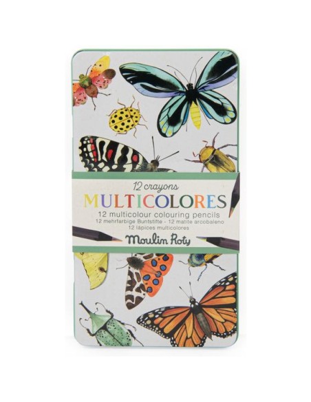 12 crayons de couleur multicolores Tout Autour du Monde - Moulin Roty