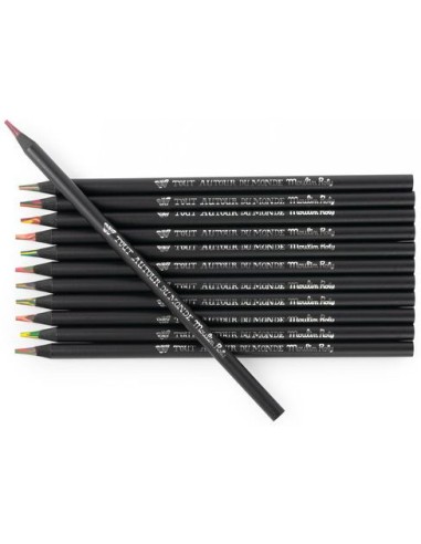 12 crayons de couleur multicolores Tout Autour du Monde - Moulin Roty