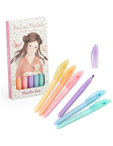 6 feutres pastels Les Rosalies - Papeterie - Moulin Roty