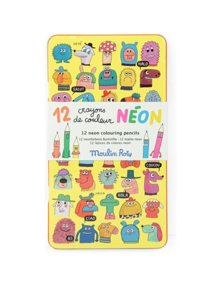 12 crayons de couleur Néon Les Schmouks - Papeterie - Moulin Roty