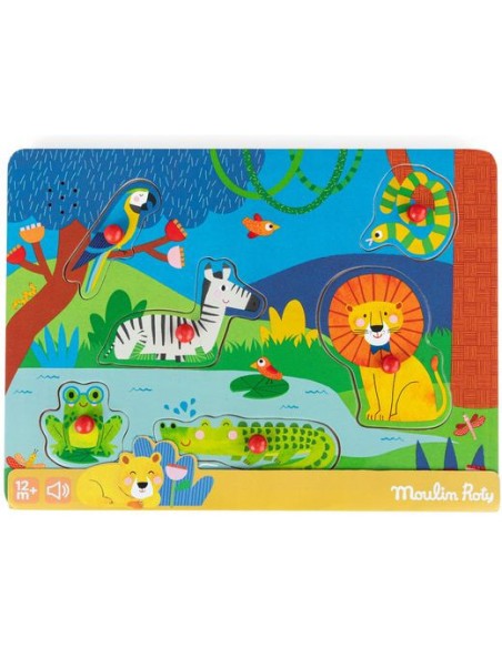 Puzzle sonore animaux en bois Les toupitis - Moulin Roty