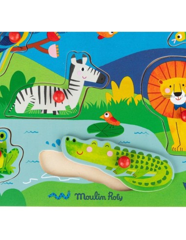 Puzzle sonore animaux en bois Les toupitis - Moulin Roty