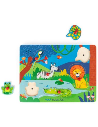 Puzzle sonore animaux en bois Les toupitis - Moulin Roty