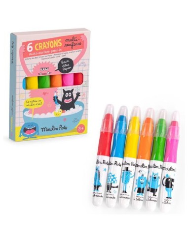6 crayons multisurfaces Les Schmouks - Papeterie - Les Schmouks - Moulin Roty