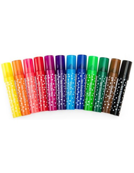 12 gros feutres pointes coniques Les Toupitis - Moulin Roty