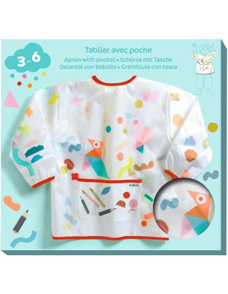 Tablier avec poche - gommettes et crayons - Djeco