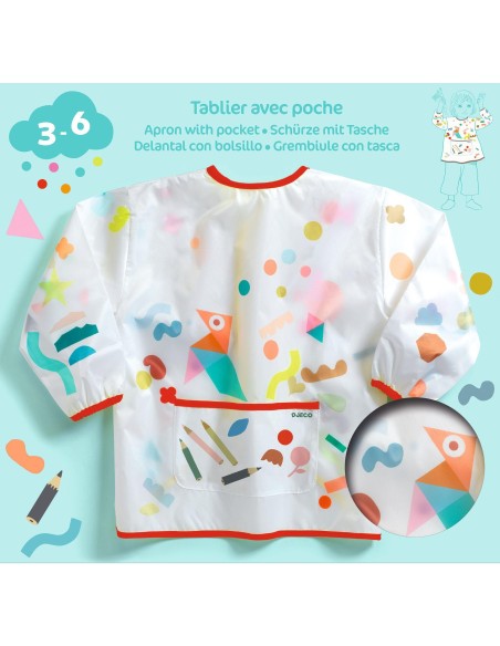 Tablier avec poche - gommettes et crayons - Djeco