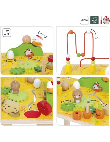 Table d'Activités Ferme en bois : Manipulation & Encastrement - Janod