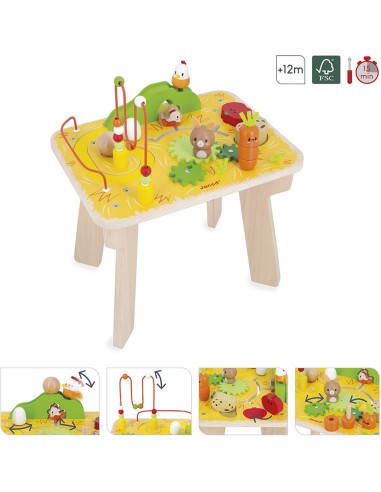 Table d'Activités Ferme en bois : Manipulation & Encastrement - Janod