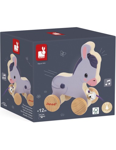 Âne à Promener Ferme : Jouets à promener & à pousser - Janod