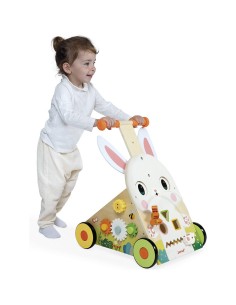 Chariot Multi-Activités Lapin en bois : Jouets à bascule, Porteurs & Chariots - Janod 2