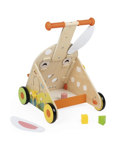 Chariot Multi-Activités Lapin en bois : Jouets à bascule, Porteurs & Chariots - Janod