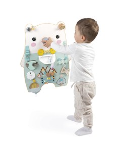 Busyboard en bois pour bébé 18 mois - Busy board ours Pure - Janod