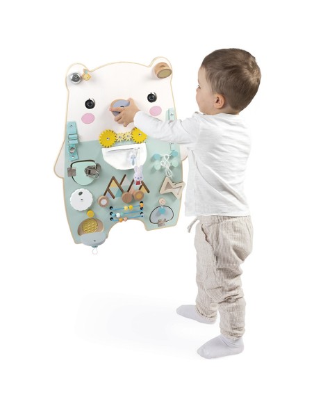 Busyboard en bois pour bébé 18 mois - Busy board ours Pure - Janod