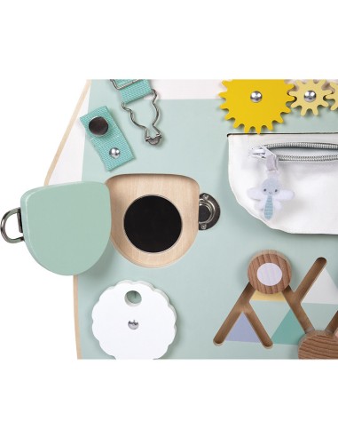 Busyboard en bois pour bébé 18 mois - Busy board ours Pure - Janod