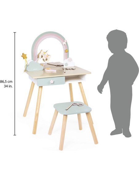 Coiffeuse en bois et accessoires Licorne : Beauté - Janod