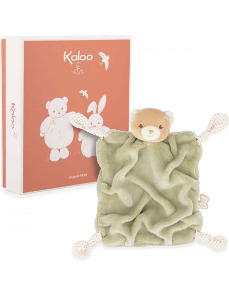 Doudou ours vert pour bébé avec nœuds, cadeau de naissance - Kaloo