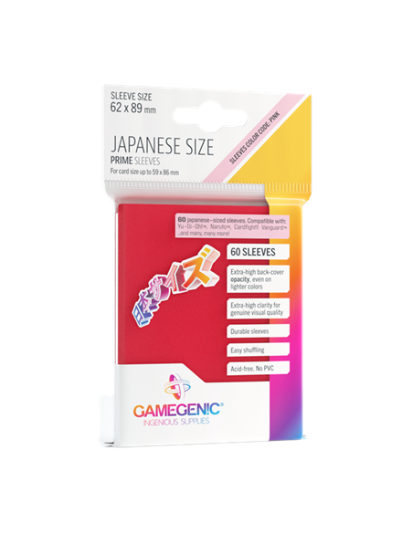 Protège cartes Prime Japan. Siz. Sleeves Red 62x89 - Gamegenic