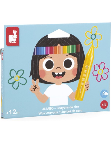 Crayons de Cire x12 : Peinture par numéro et coloriage - Janod