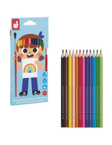 12 crayons aquarellables - Loisirs créatifs - Janod