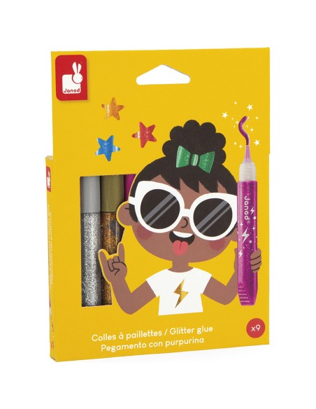 Colle à Paillettes x9 tubes : Peinture par numéro coloriage - Janod