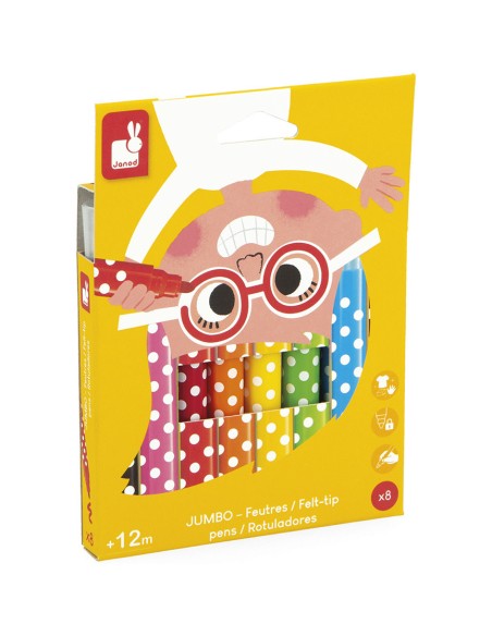 Gros feutres - 8 feutres Jumbo pour enfant et bébé 12 mois - Janod
