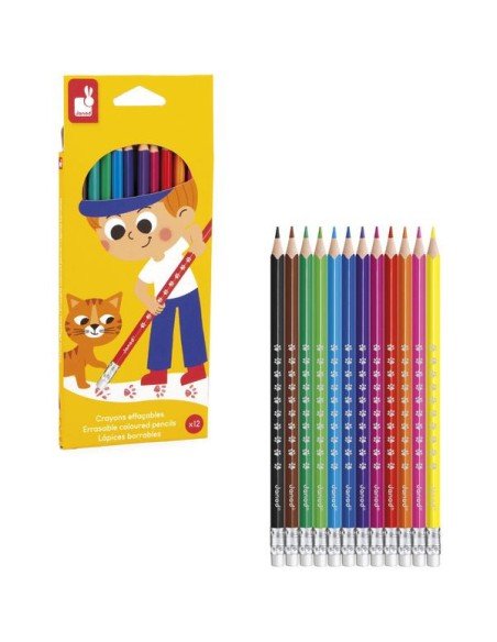 12 crayons effaçables - Loisirs créatifs - Janod