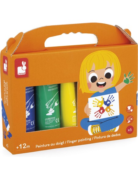 Peinture au Doigt x5 tubes : Peinture par numéro et coloriage - Janod