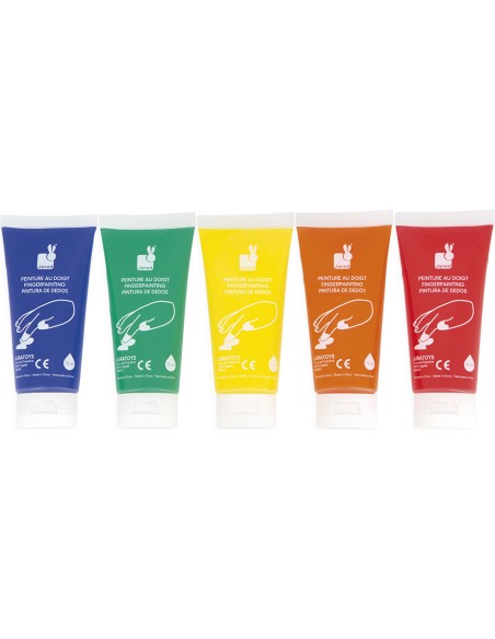 Peinture au Doigt x5 tubes : Peinture par numéro et coloriage - Janod