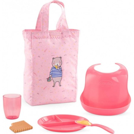 Coffret repas, bavoir, assiette, cuillère - Corolle
