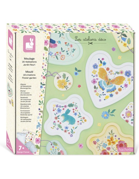 Kit Créatif - 16 Créations en Moulage Jardin Fleuri : Collection "Les Ateliers Déco" - Janod