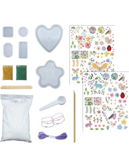 Kit Créatif - 16 Créations en Moulage Jardin Fleuri : Collection "Les Ateliers Déco" - Janod